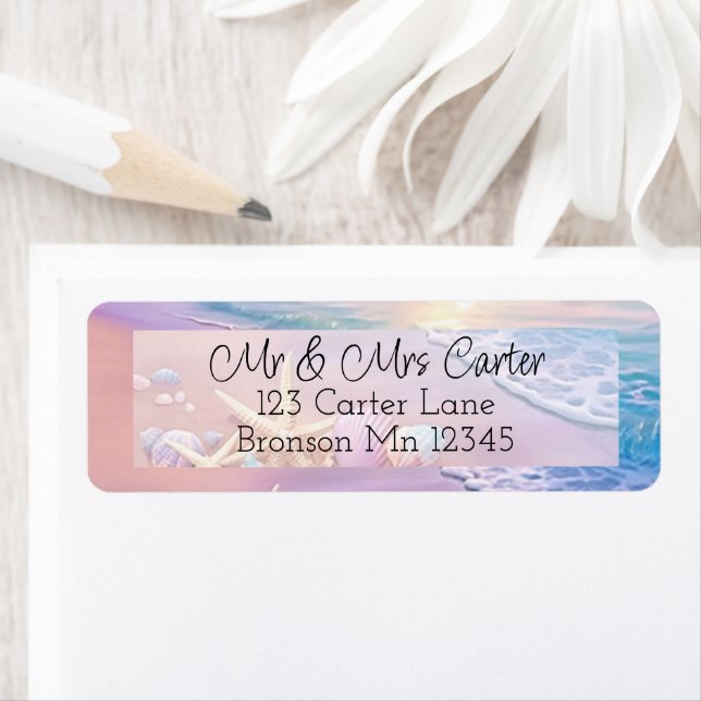 The Beach at Sunset  Label (Insitu)