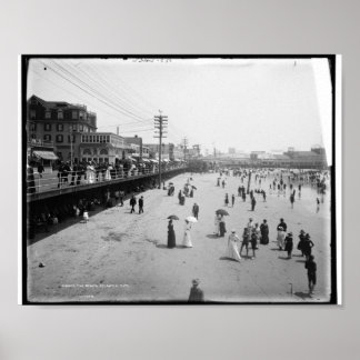 The Beach, Atlantic City New Jersey c1905 Vintage Poster