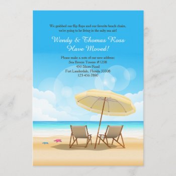 The Beach Awaits Moving Announcement by PixiePrints at Zazzle