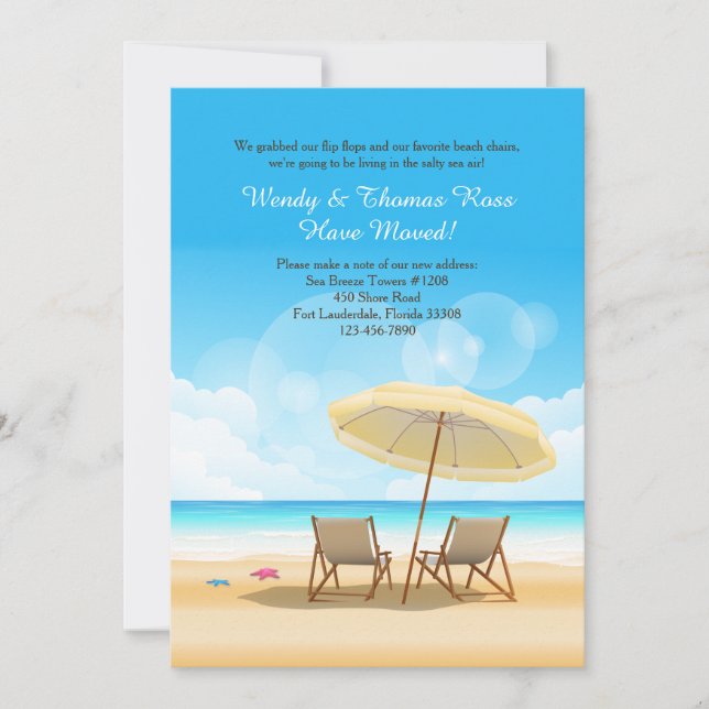 The Beach Awaits Moving Announcement (Front)