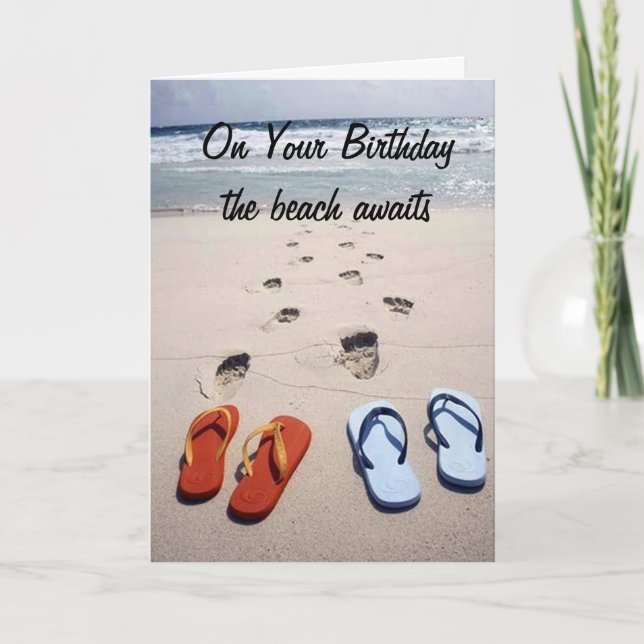 THE 'BEACH AWAITS' ON "YOUR BIRTHDAY" CARD (Front)