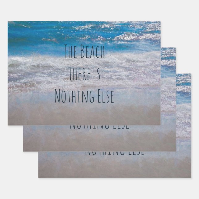 The Beach Blue White Tropical Ocean Waves Coastal Wrapping Paper Sheets (Set)