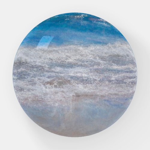 The Beach Blue White Water Ocean Photo Art Paperweight