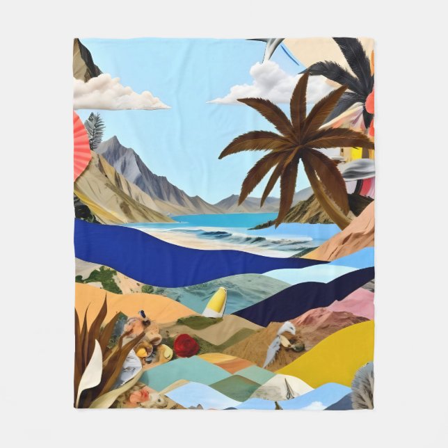 The Beach Bound Surrealist Fleece Blanket (Front)