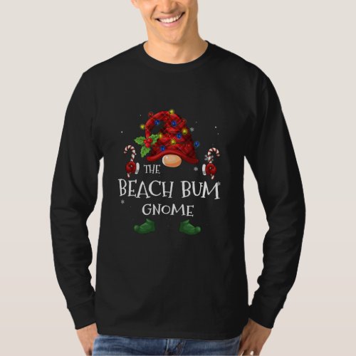 The Beach Bum Gnome Buffalo Plaid Christmas Tree T_Shirt