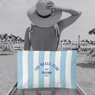 The Beach Club Crest Blue Cabana Stripe Accessory Pouch