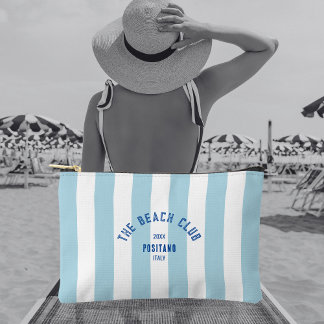 The Beach Club Crest Blue Cabana Stripe Accessory Pouch