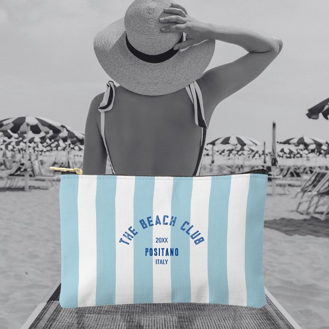 The Beach Club Crest Blue Cabana Stripe Accessory Pouch (Creator Uploaded)