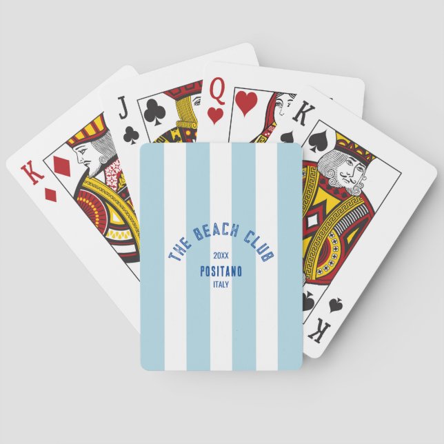The Beach Club Crest Blue Cabana Stripe Poker Cards (Back)