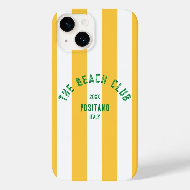 The Beach Club Crest Yellow Cabana Stripe Case-Mate iPhone Case (Back)