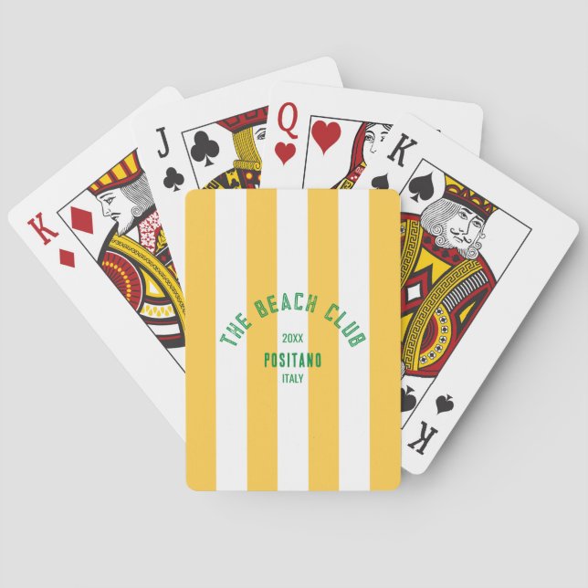 The Beach Club Crest Yellow Cabana Stripe Poker Cards (Back)