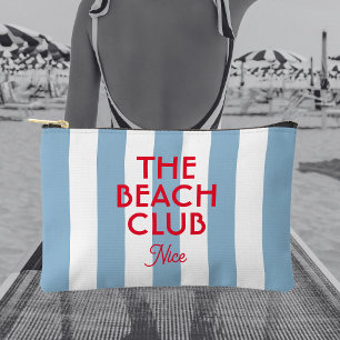 The Beach Club French Red Blue Cabana Stripe Accessory Pouch