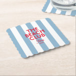 The Beach Club French Red Blue Cabana Stripe  Paper Coaster<br><div class="desc">Elevate your coastal gatherings with our stylish French Red Beach Club Blue Cabana Stripe Paper Coasters. Featuring a classic cabana stripe design in serene blue, these coasters exude timeless seaside elegance. Perfect for beach-themed parties, summer picnics, or coastal gatherings, these coasters bring charm and functionality to any occasion. Customize your...</div>