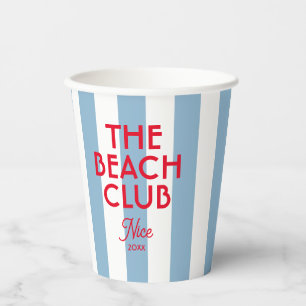 The Beach Club French Red Blue Cabana Stripe Paper Cups