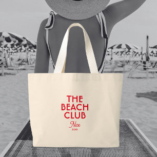 The Beach Club French Red Custom Destination Large Tote Bag