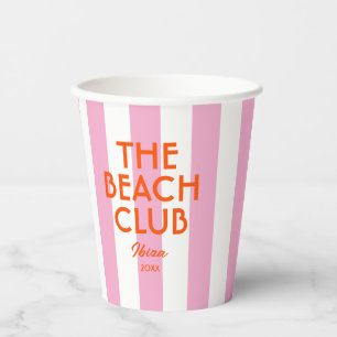 The Beach Club Ibiza Pink Cabana Stripe Paper Cups