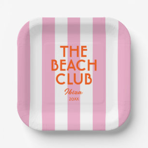 The Beach Club Ibiza Pink Cabana Stripe  Paper Plates