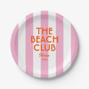 The Beach Club Ibiza Pink Cabana Stripe Round Paper Plates