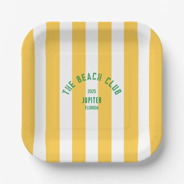 The Beach Club - Jupiter Florida - Custom Design Paper Plates (Front)