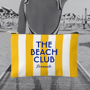 The Beach Club Sorrento Yellow Cabana Stripe Accessory Pouch