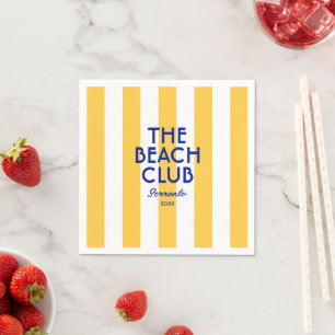 The Beach Club Sorrento Yellow Cabana Stripe  Napkins