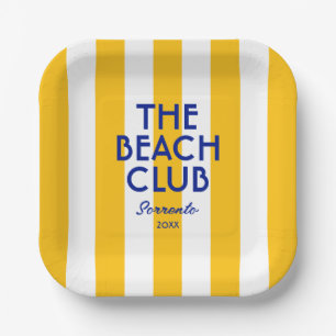 The Beach Club Sorrento Yellow Cabana Stripe Paper Plates