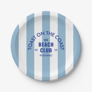 The Beach Club Toast On The Coast Blue Stripe Paper Plates