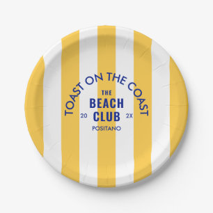 The Beach Club Toast On The Coast Yellow Stripe Paper Plates