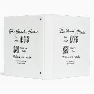 The beach house add family name Q R scan wifi webs 3 Ring Binder