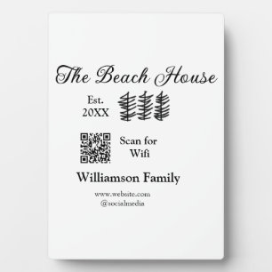 The beach house add family name Q R scan wifi webs Plaque