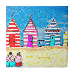 The Beach Huts Ceramic Tile