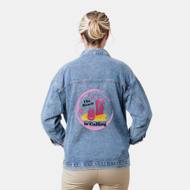 the beach is calling denim jacket (Model)