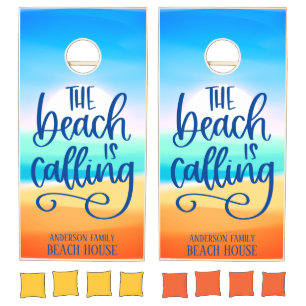 The Beach is Calling Family Beach House Custom Cornhole Set