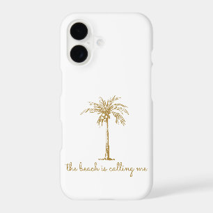 The Beach is Calling Me Golden Coconut Palm Tree iPhone 17 Case