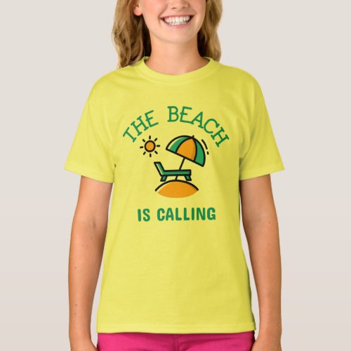 The Beach Is Calling Simplistic Beach Scene T_Shirt