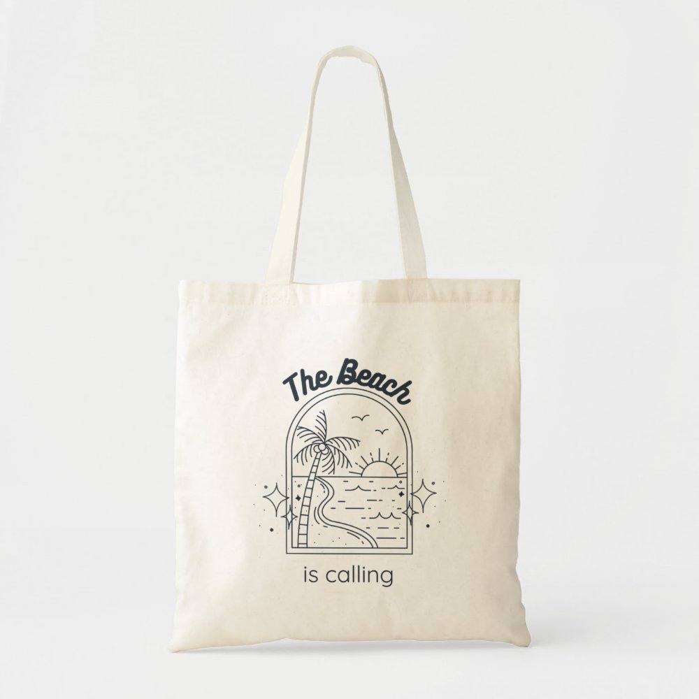 The Beach Is Calling Summer Vacation Custom Family Name Canvas Tote Bag