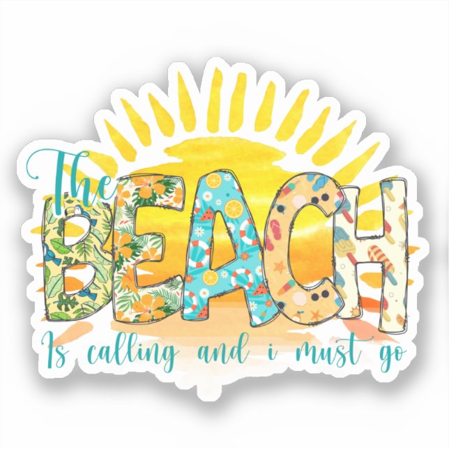 The Beach Is Calling | Sunset Sticker (Front)