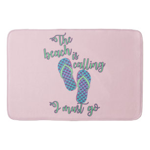 The Beach Is Calling With Mermaid Flip Flops Bathroom Mat
