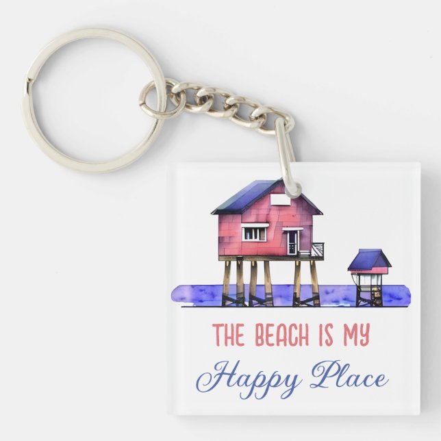 The Beach is my Happy Place Keychain (Front)