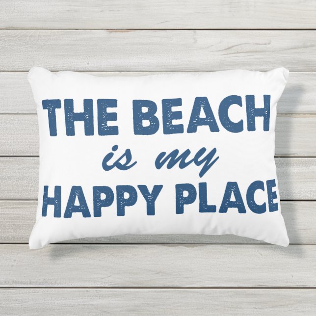 The Beach Is My Happy Place Outdoor Pillow (Front)