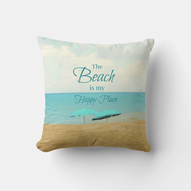 THE BEACH IS MY HAPPY PLACE PHOTO PILLOW (Front)