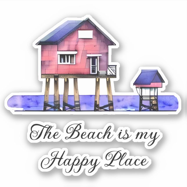 The Beach is my Happy Place Sticker (Front)