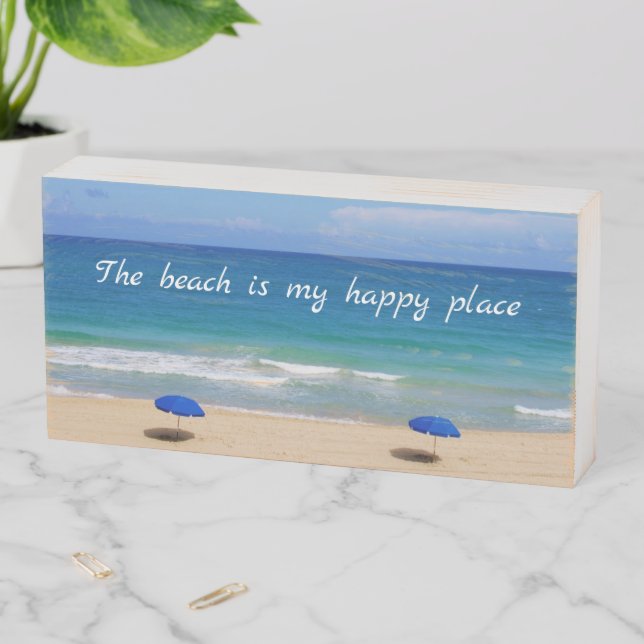The Beach is my Happy Place Wooden Box Sign (In Situ Horizontal)