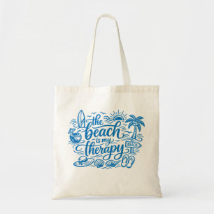 The Beach Is My Therapy Coastal Vibes Summer Quote Tote Bag
