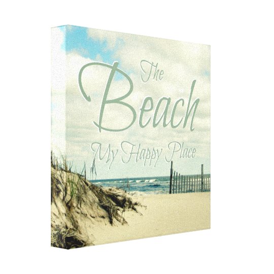 THE BEACH MY HAPPY PLACE PHOTO WORD ART CANVAS PRINT