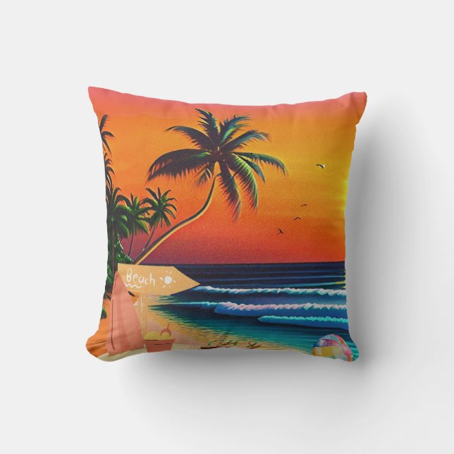 THE BEACH SUNSET THROW PILLOW (Front)