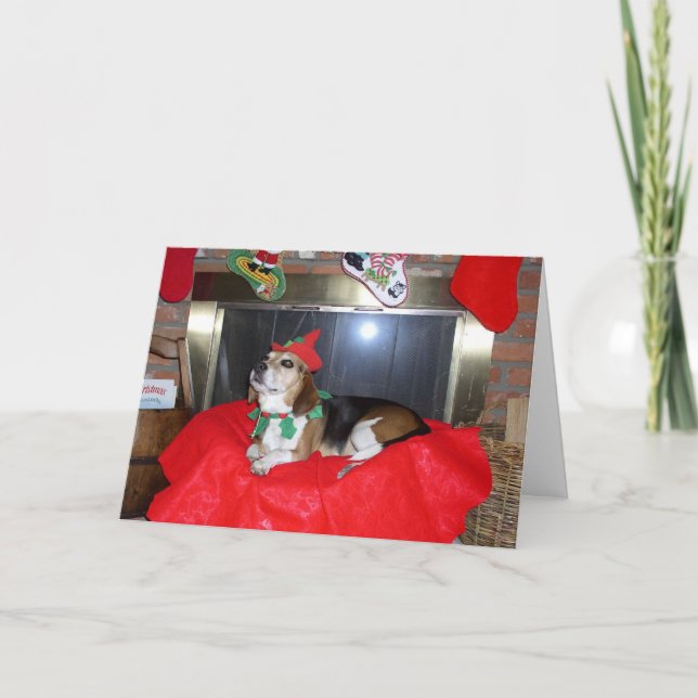 The Beagle Christmas Elf Holiday Card (Front)