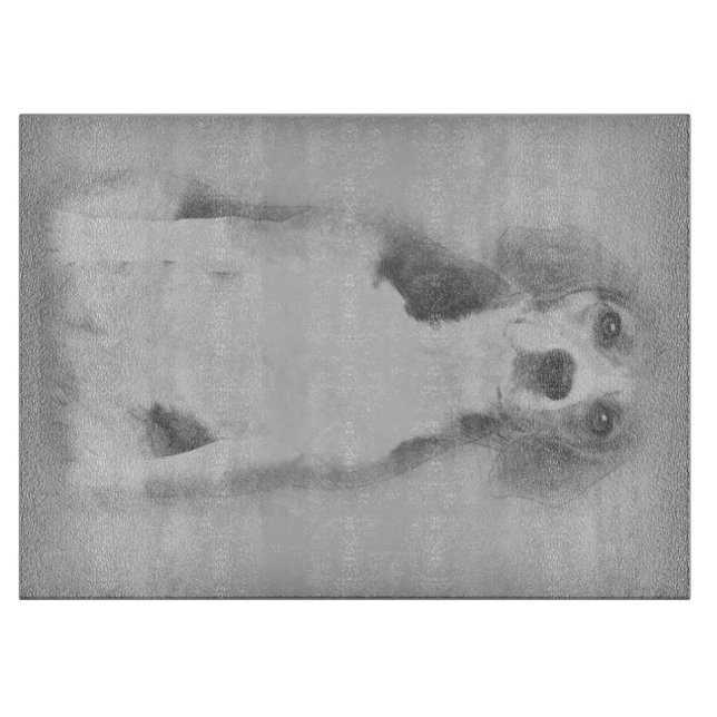 The Beagle Dog Is Drawn With A Pencil Cutting Board (Front)