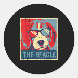 The Beagle Obama Poster Vintage Animal Pet Hound D Classic Round Sticker