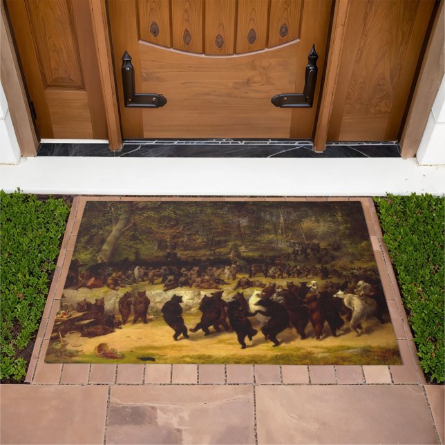 The Bear Dance, 1870 by William Holbrook Beard Doormat (Outdoor)